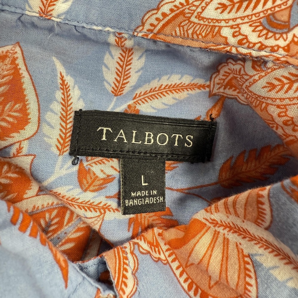 Talbots Shirt Women L Floral Button Spring Summer Top Bloom Cottage Boho Rustic - Picture 7 of 8